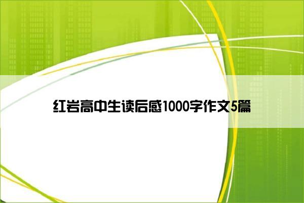 红岩高中生读后感1000字作文5篇