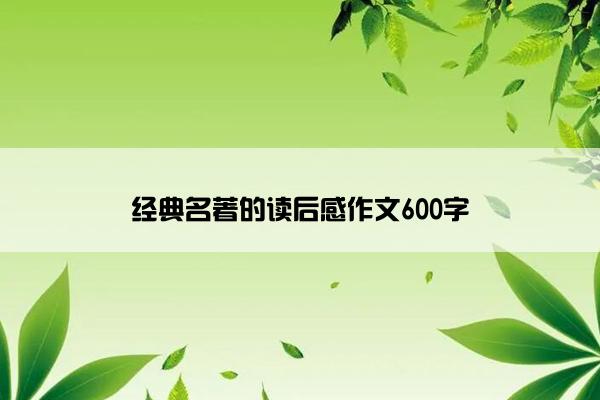 经典名著的读后感作文600字