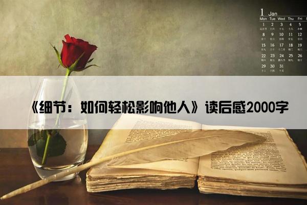 《细节：如何轻松影响他人》读后感2000字