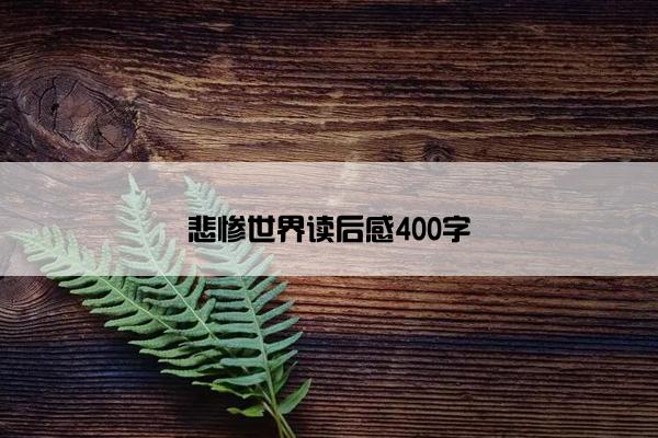 悲惨世界读后感400字