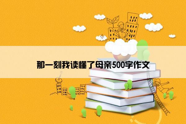 那一刻我读懂了母亲500字作文