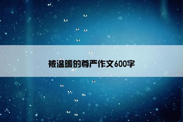 被温暖的尊严作文600字