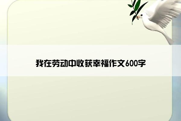我在劳动中收获幸福作文600字