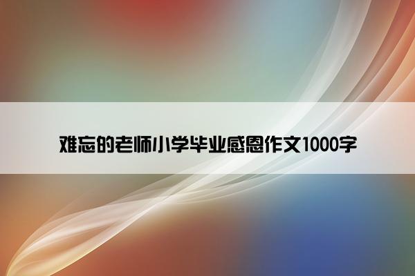 难忘的老师小学毕业感恩作文1000字