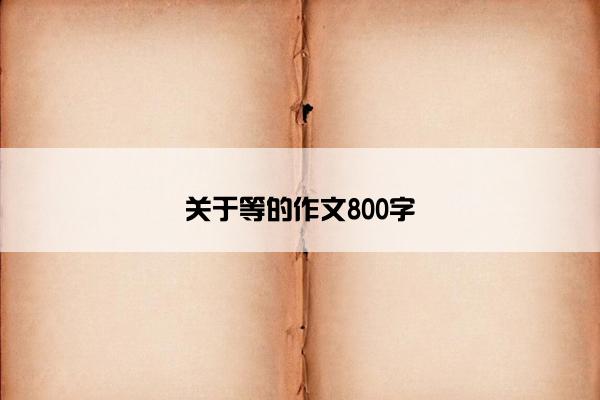 关于等的作文800字