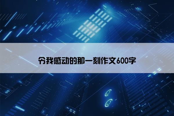 令我感动的那一刻作文600字