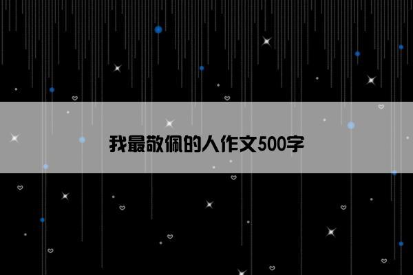 我最敬佩的人作文500字
