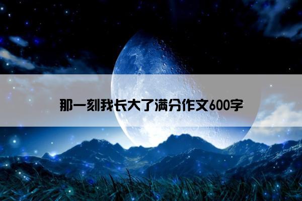 那一刻我长大了满分作文600字