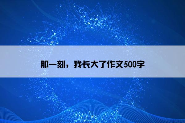 那一刻，我长大了作文500字