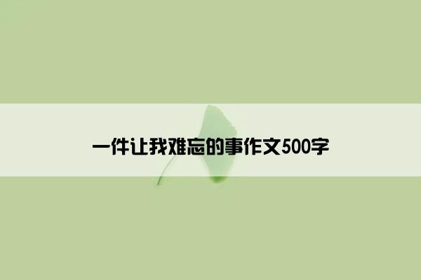 一件让我难忘的事作文500字