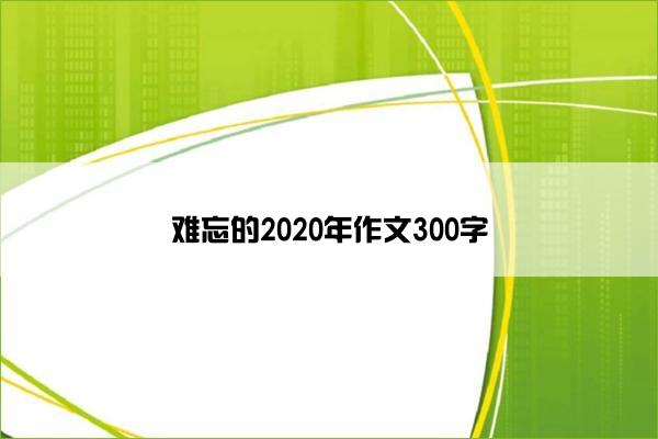 难忘的2020年作文300字