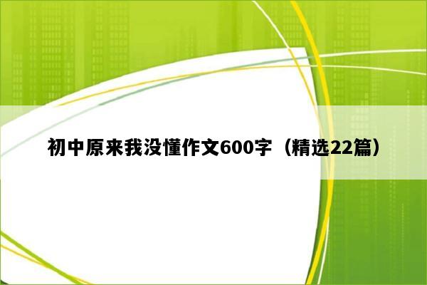 初中原来我没懂作文600字（精选22篇）