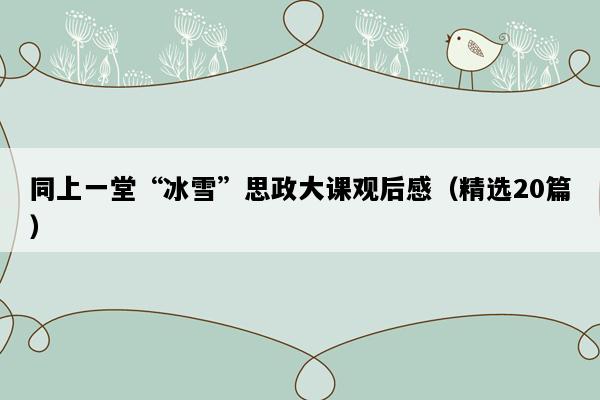 同上一堂“冰雪”思政大课观后感（精选20篇）