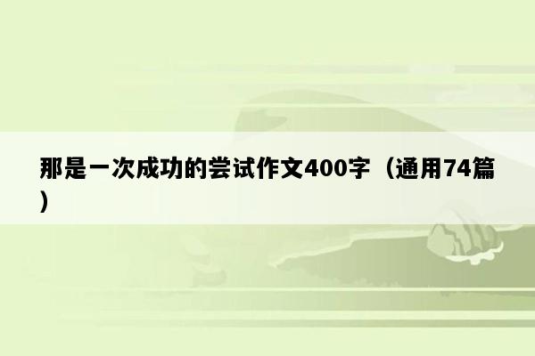 那是一次成功的尝试作文400字（通用74篇）