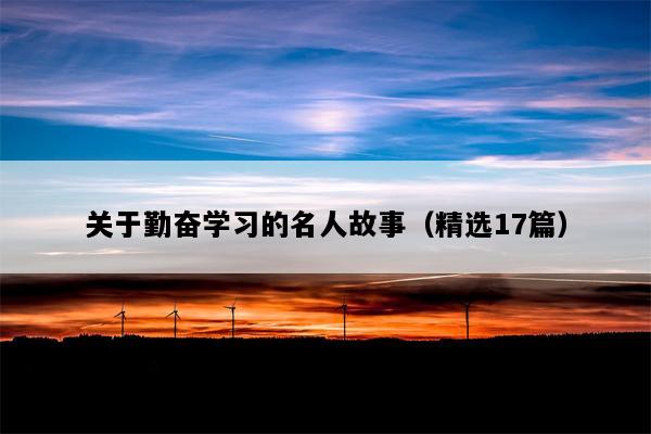 关于勤奋学习的名人故事（精选17篇）
