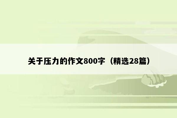 关于压力的作文800字（精选28篇）