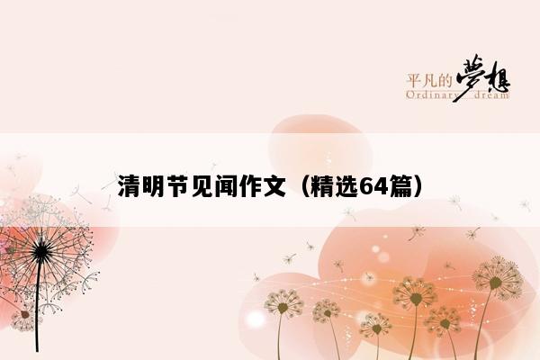 清明节见闻作文（精选64篇）