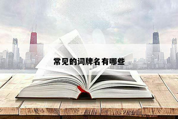 常见的词牌名有哪些