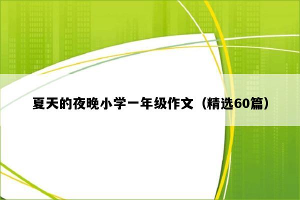 夏天的夜晚小学一年级作文（精选60篇）