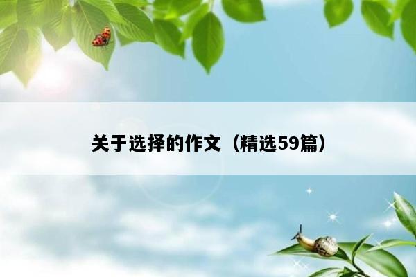 关于选择的作文（精选59篇）