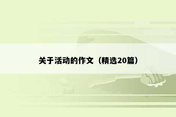 关于活动的作文（精选20篇）