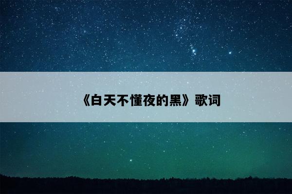《白天不懂夜的黑》歌词