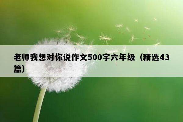 老师我想对你说作文500字六年级（精选43篇）