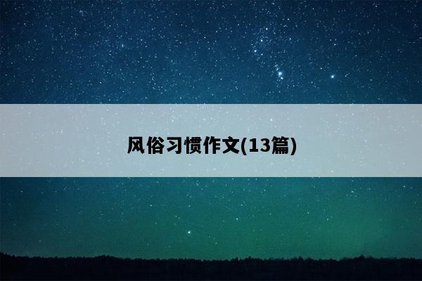 风俗习惯作文(13篇)