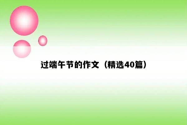 过端午节的作文（精选40篇）