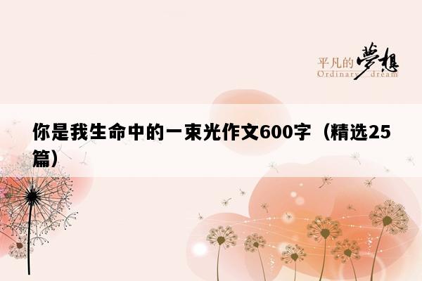 你是我生命中的一束光作文600字（精选25篇）