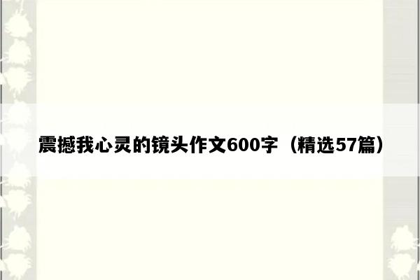 震撼我心灵的镜头作文600字（精选57篇）