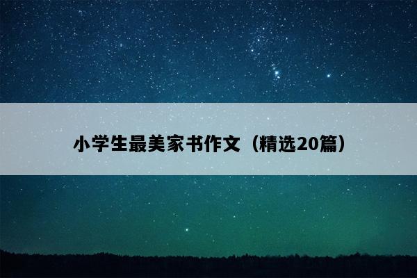 小学生最美家书作文（精选20篇）