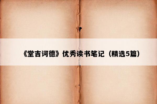 《堂吉诃德》优秀读书笔记（精选5篇）