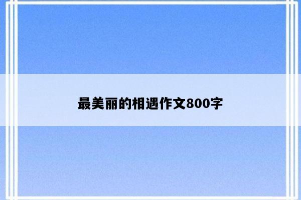 最美丽的相遇作文800字