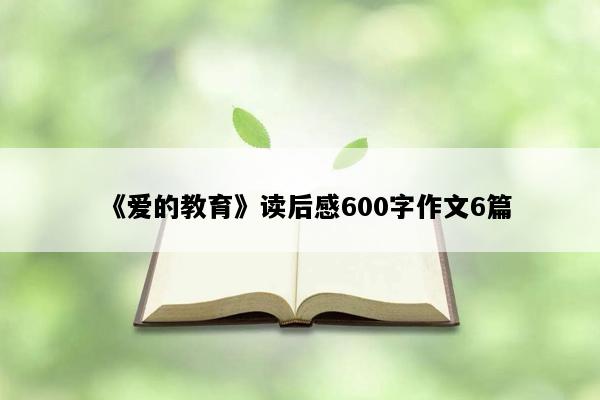 《爱的教育》读后感600字作文6篇