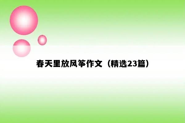 春天里放风筝作文（精选23篇）