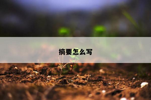 摘要怎么写