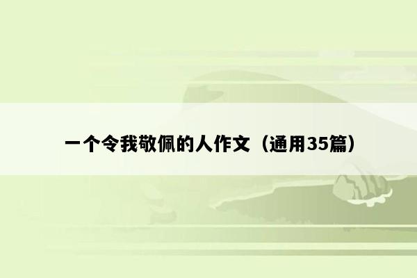 一个令我敬佩的人作文（通用35篇）