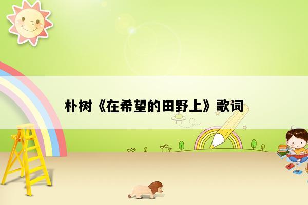朴树《在希望的田野上》歌词