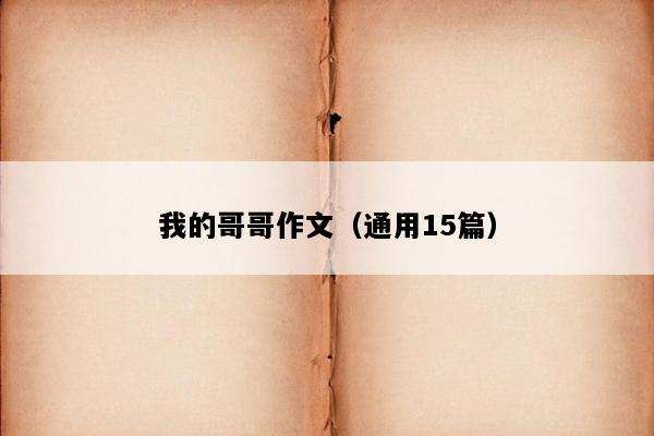 我的哥哥作文（通用15篇）