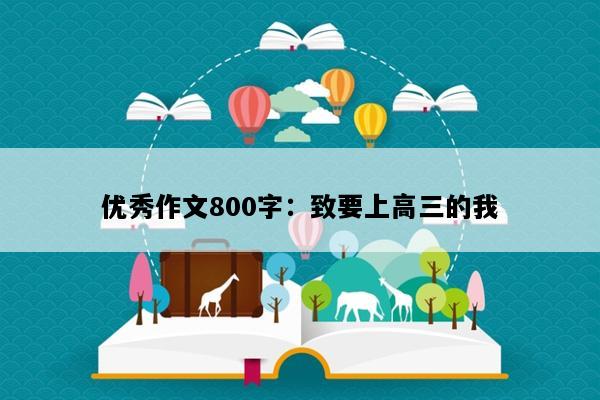 优秀作文800字：致要上高三的我