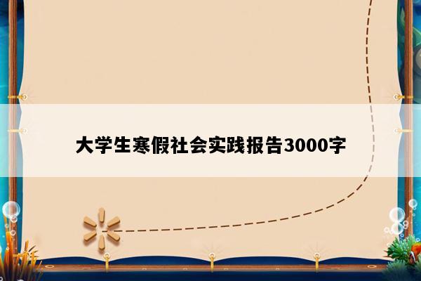 大学生寒假社会实践报告3000字
