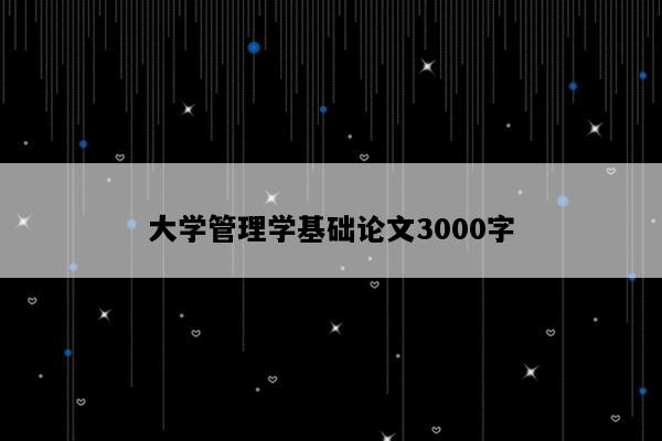 大学管理学基础论文3000字
