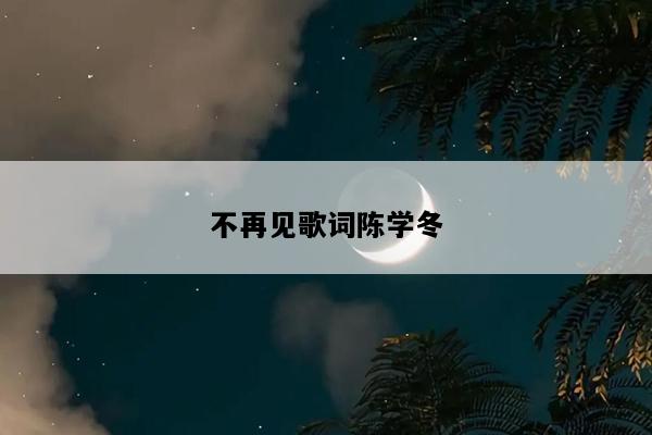 不再见歌词陈学冬
