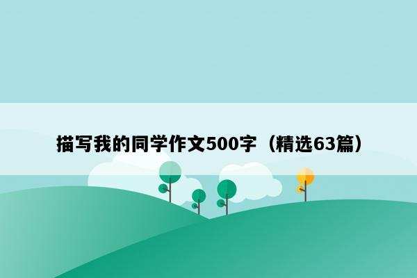 描写我的同学作文500字（精选63篇）