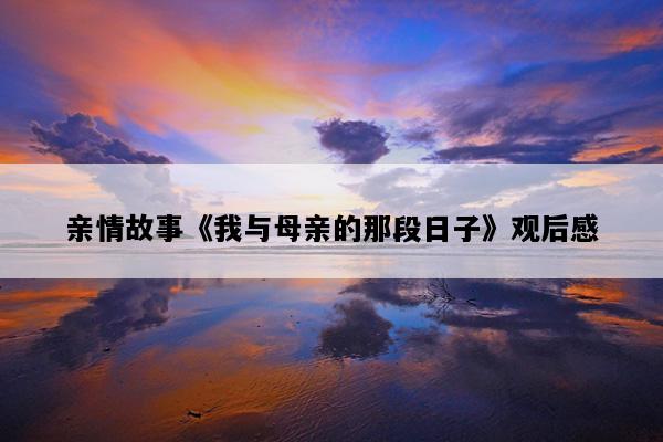 亲情故事《我与母亲的那段日子》观后感