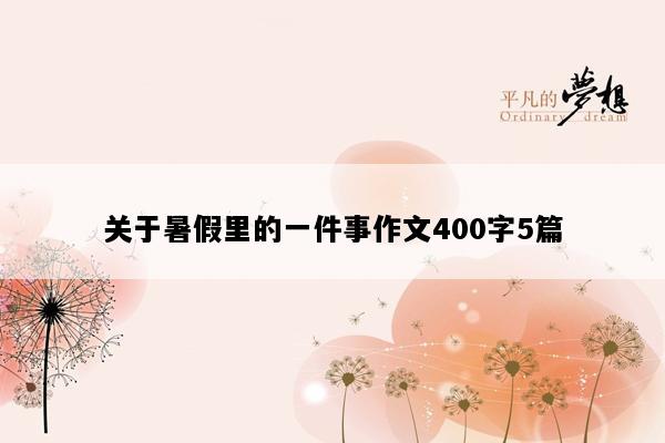 关于暑假里的一件事作文400字5篇