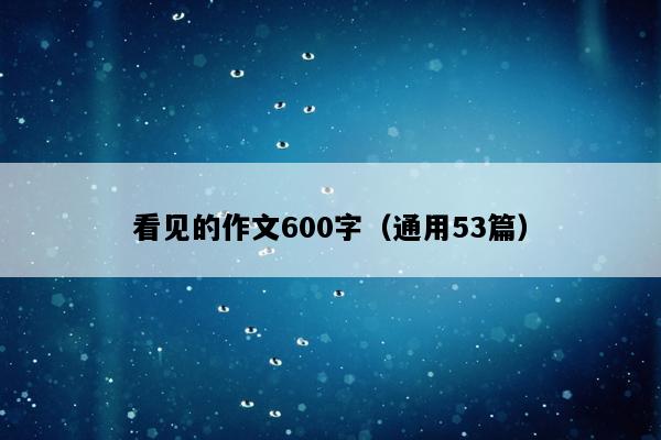 看见的作文600字（通用53篇）