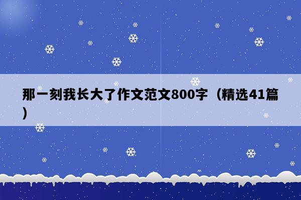 那一刻我长大了作文范文800字（精选41篇）