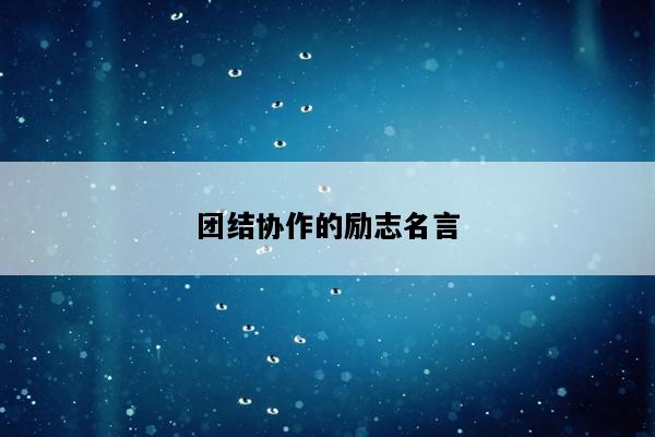 团结协作的励志名言